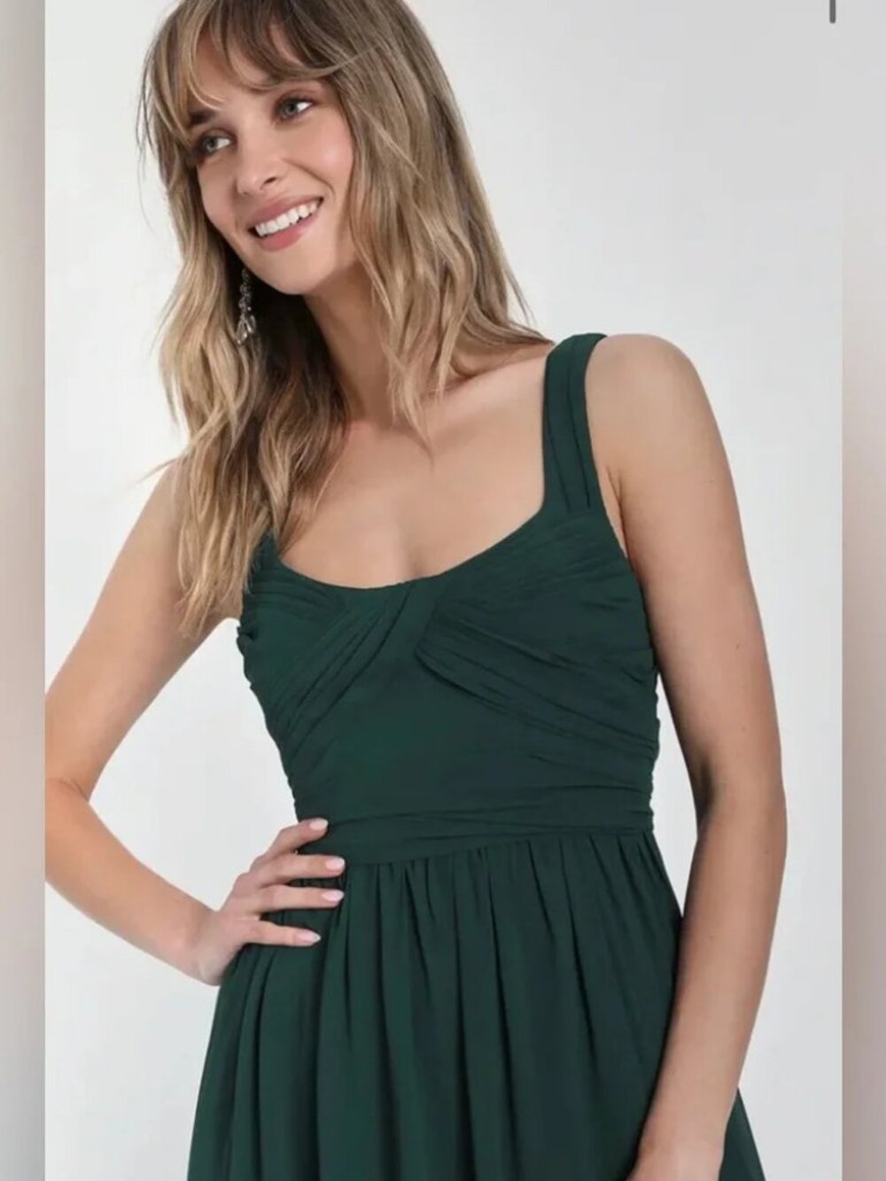 NWT Lulu’s Sensational Moment Emerald Green Pleated Maxi Dress